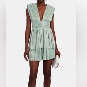 Sabina musayev aviana tiered plisse tie bow mini dress size small